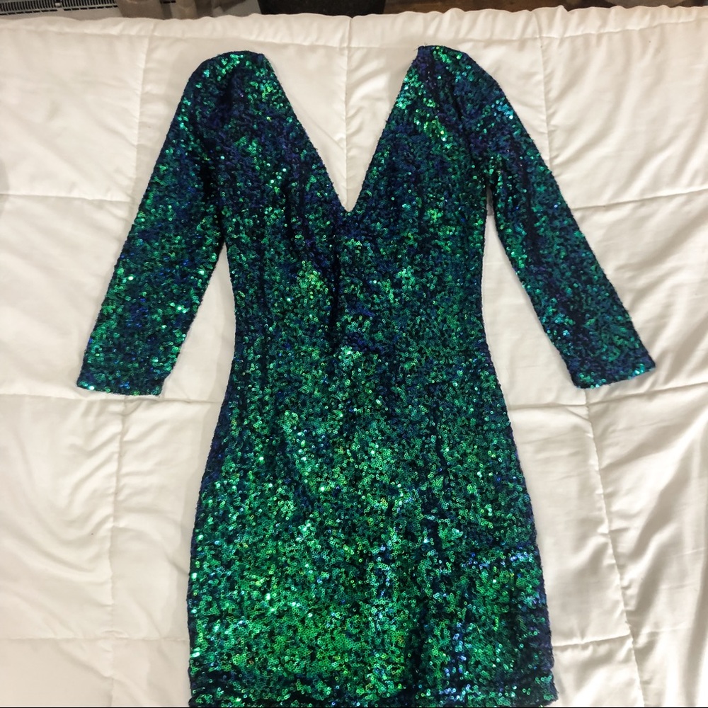 CALS Sequin Party Mini Dress V Cut